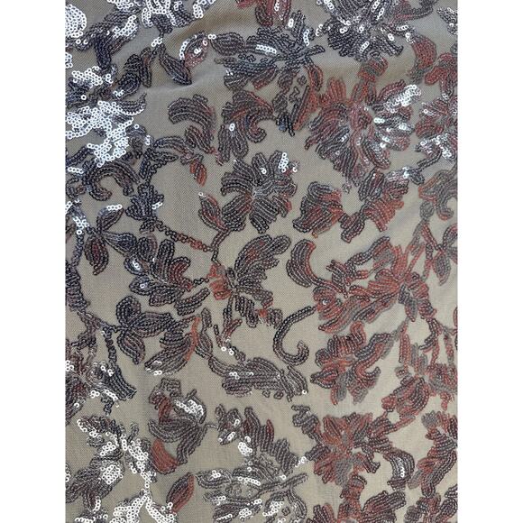 Calvin Klein Sequin Dress Mini Floral Wedding Formal Holiday Tan Size 4 - Picture 4 of 8